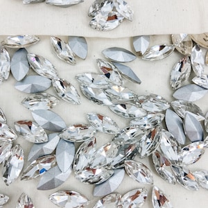 Loose Navette Foilback Rhinestones 15x7 mm Silver Clear