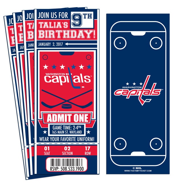 12 Washington Capitals Custom Birthday Party Ticket Etsy