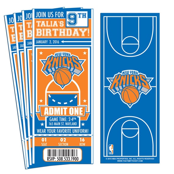 12 New York Knicks Custom Birthday Party Ticket Invitations Etsy