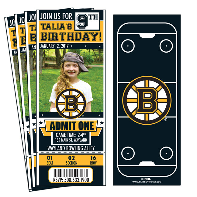 12 Boston Bruins Custom Birthday Party Ticket Invitations with | Etsy