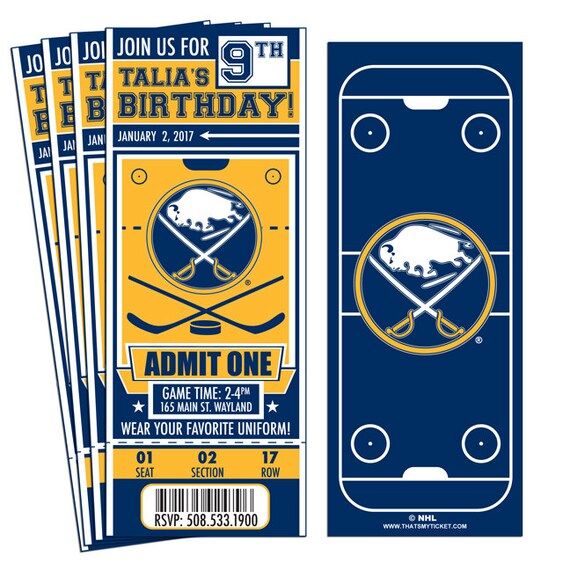 12 Buffalo Sabres Custom Birthday Party Ticket Invitations Etsy