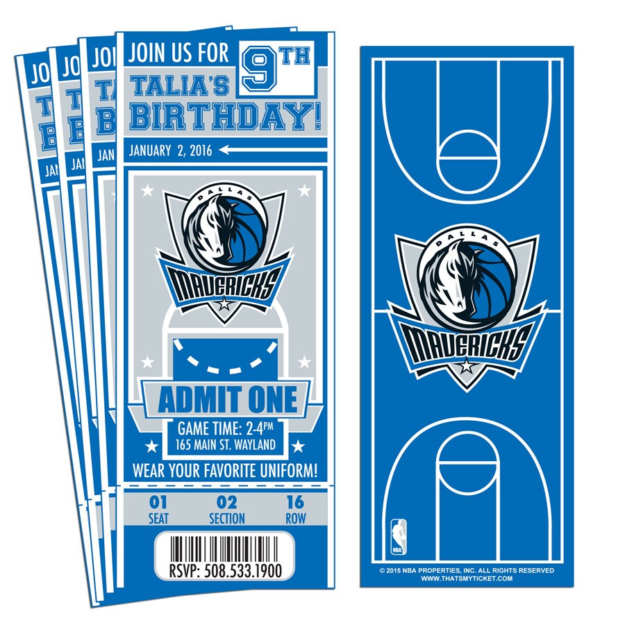 12 Dallas Mavericks Custom Birthday Party Ticket Invitations Etsy