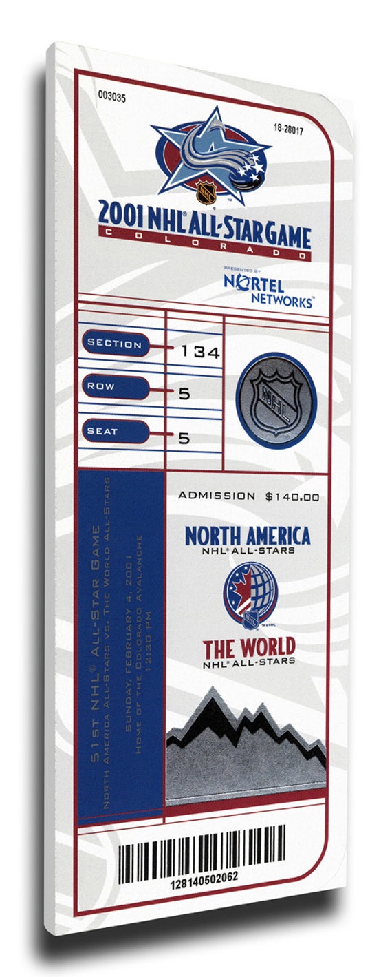 2001 NHL All Star Game Canvas Mega Ticket Avalanche Host 2001 NHL All Star Game Canvas Mega Ticket Avalanche Host
