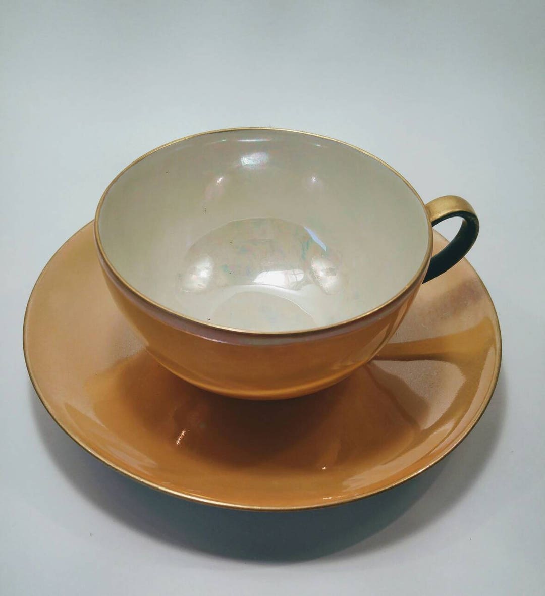 Orange Lusterware Teacup. Art Deco Teacup. Theodore Haviland. Etsy