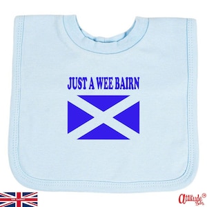 Just a wee bairn Baby Bib - Scottish Baby Gift - Scotland Flag Baby Shower Present