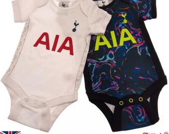 Tottenham Baby Grows-2 Pack-Tottenham Hotspur FC Official Baby Body Suits-2 Pack Baby Toddler Official Baby And Toddler Football Baby Grows