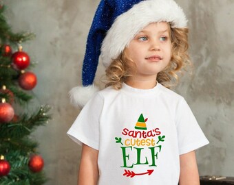 Santas Cutest Elf Kids/Toddler T Shirt - Children's Christmas Present - Kids Xmas Top