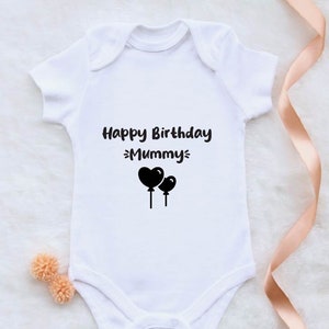 Alles Gute zum Geburtstag Mama-Weiße Schlichte Baby Wachsen-Baby Weste-Billige Baby Kleidung -Lustige Baby Wachsen-Gedruckte Baby Wachsen - HB01