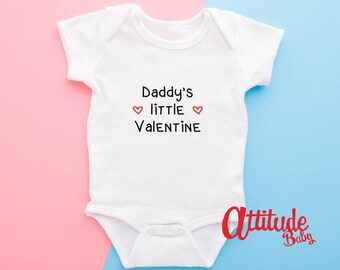 Daddy&#39;s Little Valentine Baby Grow - Small Red Hearts Baby Vest - Valentine&#39;s Day Baby Clothes