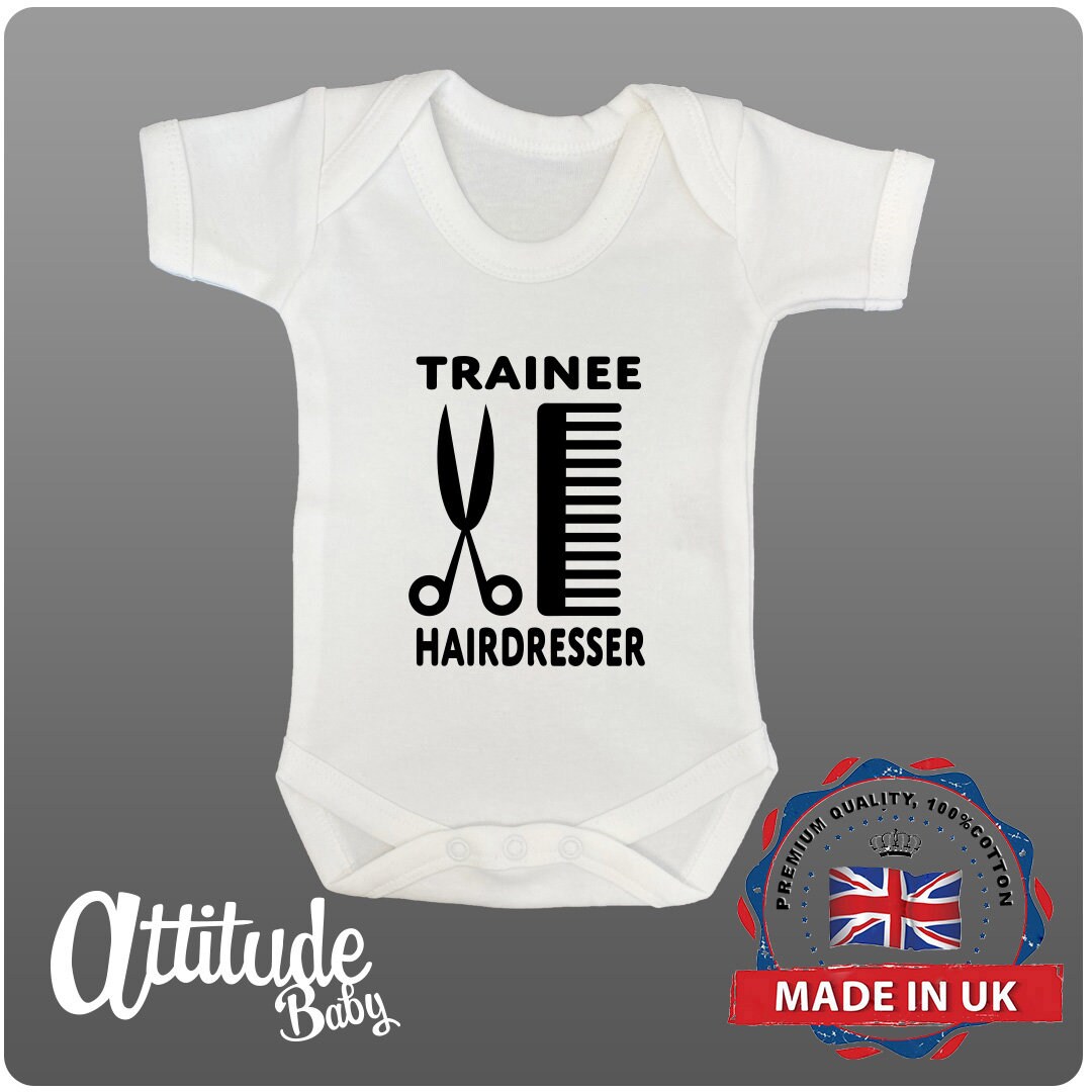 Funny Baby Grows-printed-trainee Hairdresser-funny Baby Grows-occupation  Baby Grows-premature Baby Clothes-newborn Baby 