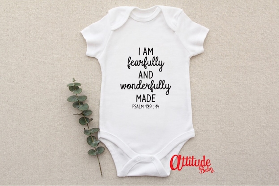 I'm Fearfully And Wonderfully Made Psalm Christian Baby Sleepsuit I'm Fearfully And Wonderfully Made Psalm Christian Baby Sleepsuit