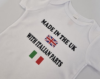 Made In UK With Italian Parts Baby Vest - Novelty Baby grow-Baby Bodysuit-Italy Baby-UKIT01