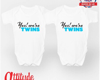 Twin Boy Baby Clothing-Baby Grows -Twin vests-Twins Baby Clothes-Twins Funny Baby Grows-Baby Onesies For Twins