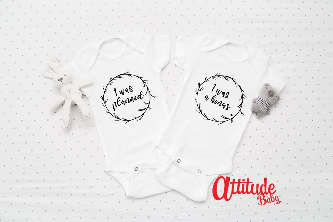 I Was Planned I Was a Bonus Twin Baby Grows Funny Baby Vests Twin