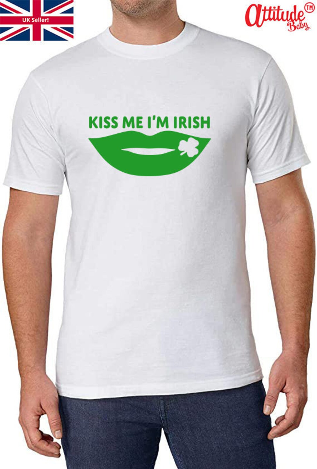 St Patricks Day T Shirts-adult Unisex-kiss Me Im Irish Green Lips