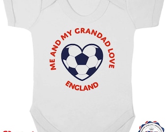 England Baby Grow-Baby England-Me And My Grandad Love England- 100 % Cotton Top Quality - Baby Vest