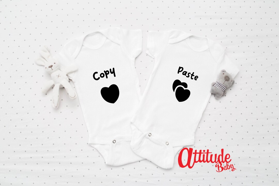 Twins Baby Grows -plain White Baby Grows-printed-copy Paste-baby Twins ...