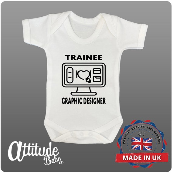 Funny Baby Grows printed trainee Graphic Designer funny Baby Grows