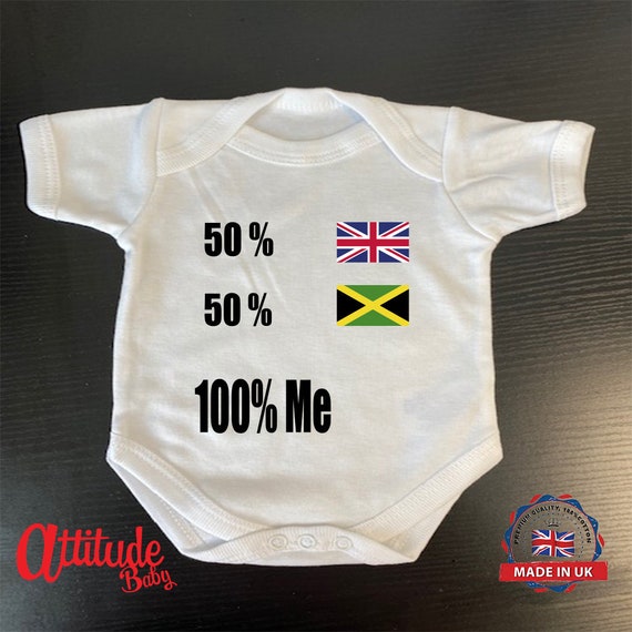 Plain White Baby Grow-Jamaica uk-50-50 