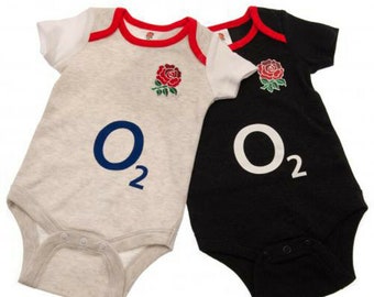 England Rugby Childrens Baby England 2 Pack 2015/16 Kit Bodysuits White/Red 