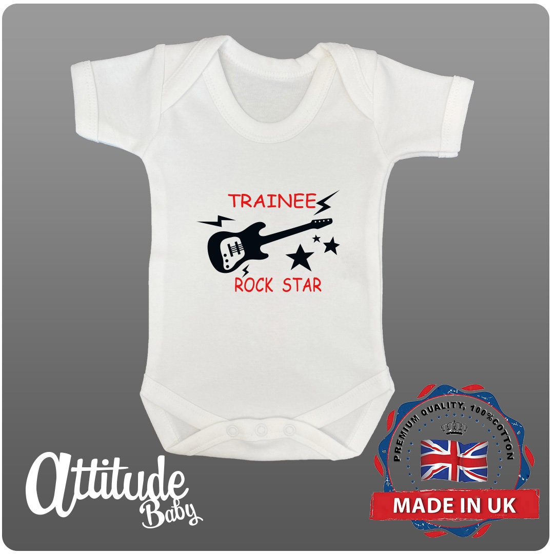 Rock Baby Grows printed trainee Rock Star cotton Baby Grow novelty Baby Grows xmas Baby Gift baby Shower Gift Etsy UK
