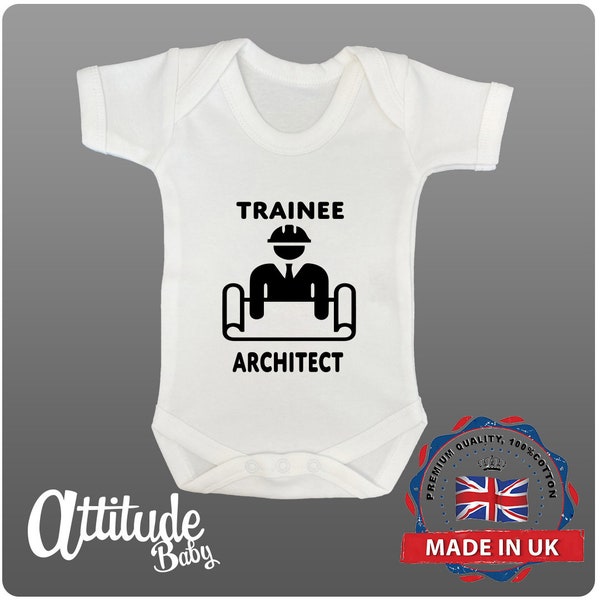 Funny Baby Grow-Printed-Trainee Architect Baby Grow-Baby Grows-Baby Shower Gift-Premature Baby Grow-Newborn