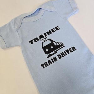 Funny Baby Grow-Printed-Trainee Train Driver Baby Grow-Baby Grows-Baby Shower Gift-Premature Baby Grow-Newborn