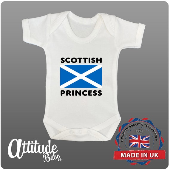 Scotland Baby Grow-baby Girls Baby Grow-white Baby Grow-printed