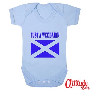 Scotland Baby Grow-Funny Baby Grows-Just A Wee Bairn-Scottish Baby Grow-Printed-Baby Gift-Cotton Baby Grow-Baby Clothes-Funny Baby Clothes