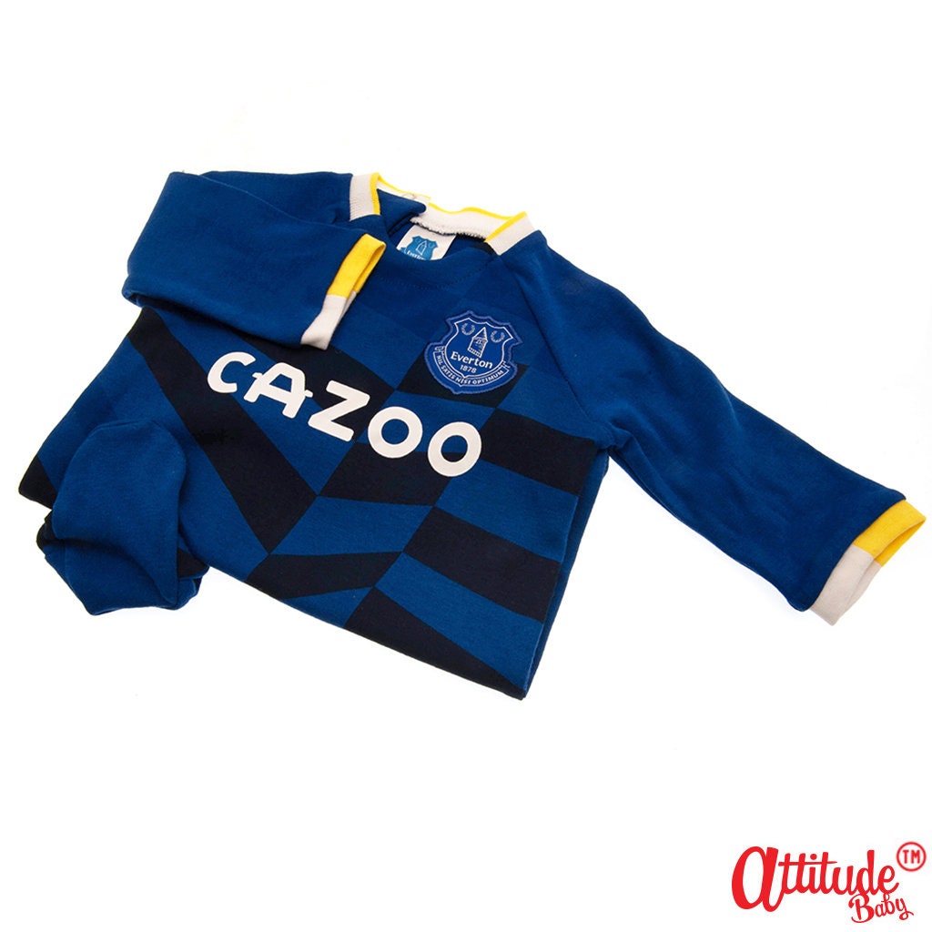 New Blue Everton Football Sleepsuit Kid's Embroidered Logo Sleep Suit 