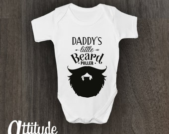 Funny Beard Baby Grow-Daddy,s Little Beard Puller Funny Baby Grow- Babygrow