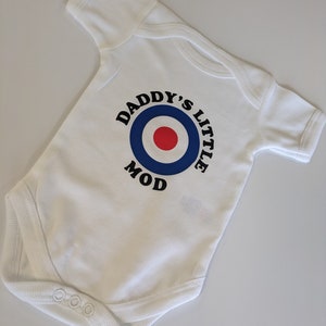 Mod Baby Grow-Nadrukowany Baby Grow-Daddys Little Mod-Zabawne Baby Grow-Mod Baby Clothes-Skas-Mod-Punk-Mod Baby Grows
