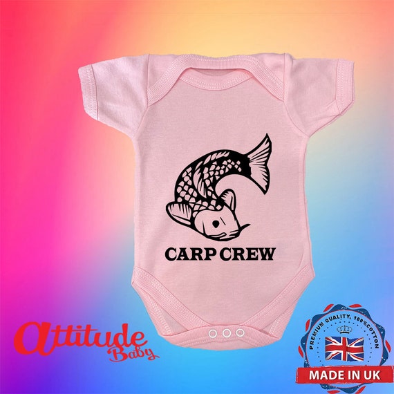 Carp Crew fishing baby Grows printed carp Crew 100 Cotton Made in Uk free UK Postage Etsy Denmark