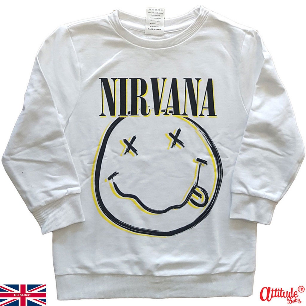 Nirvana Kids T ShirtsLong Sleeve WhiteOfficial Nirvana Etsy