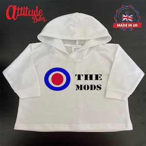 White Baby Hoody-Baby Hoodies-The Mods-Funny Baby Hoddies-Plain Baby Clothes-Printed Baby Hoody-The Who-The Jam-Weller