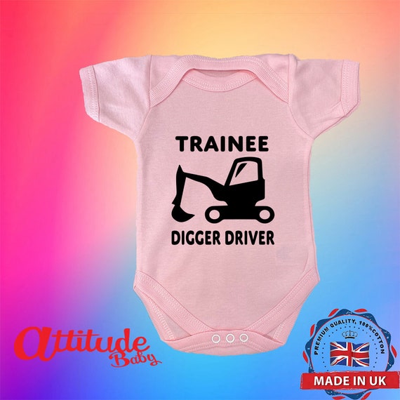 Funny Baby Grows printed trainee Digger Driver funny Baby Grows occupation Baby Grows premature Baby Clothes newborn Baby Etsy