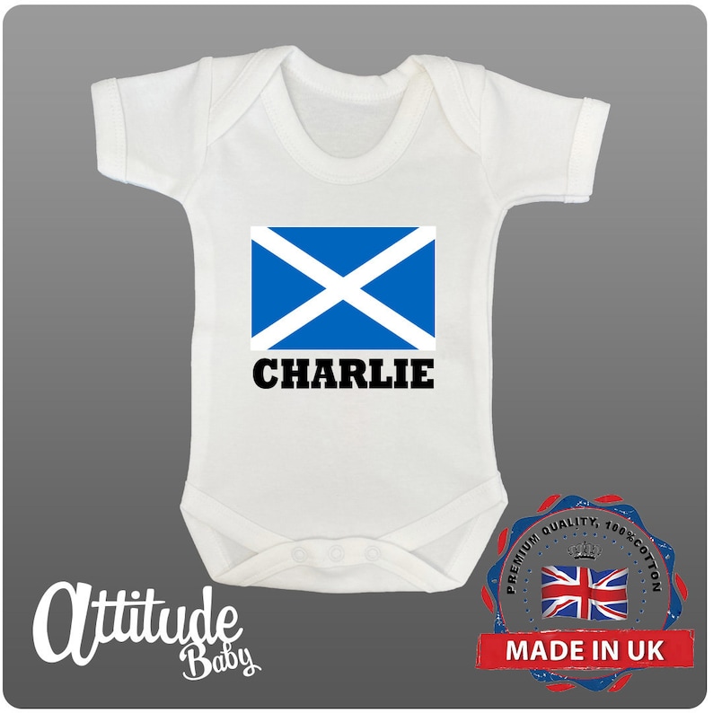 Funny Baby Grows-Baby Grows-Premature Baby Clothes-Scotland Baby Grow Scotland Babygrow-PERSONALISED-Scotland Flag With Baby Name