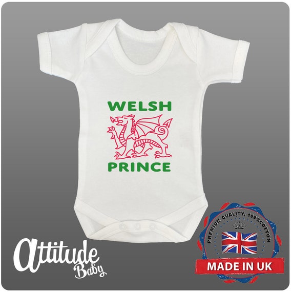 Wales Baby Grow-Baby Grow Baby Boys-Wit Baby Grow-bedrukt-Wales