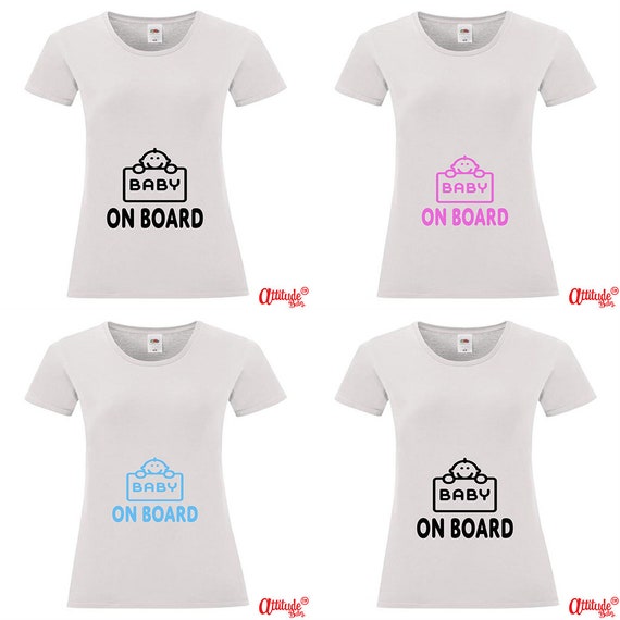 Anuncio de embarazo Camiseta bebe a bordo camiseta ropa de revelacion de genero para damas Etsy Espana
