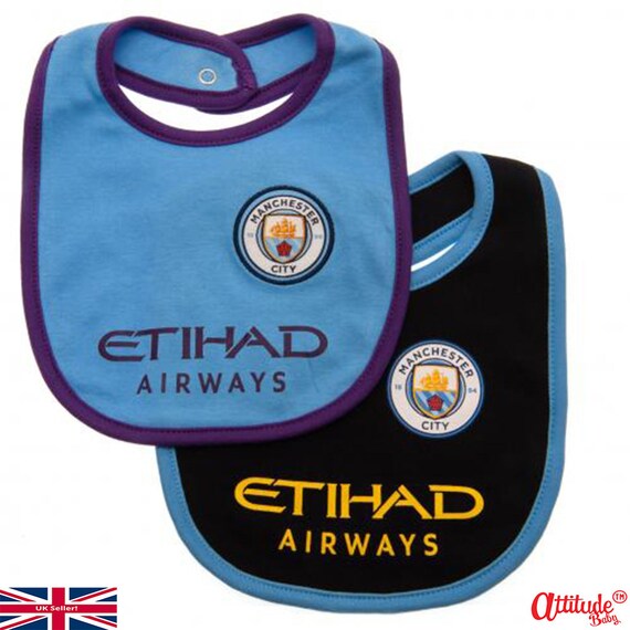 MANCHESTER CITY FC BABY BIBS TWIN PACK OFFICIAL PRODUCT 