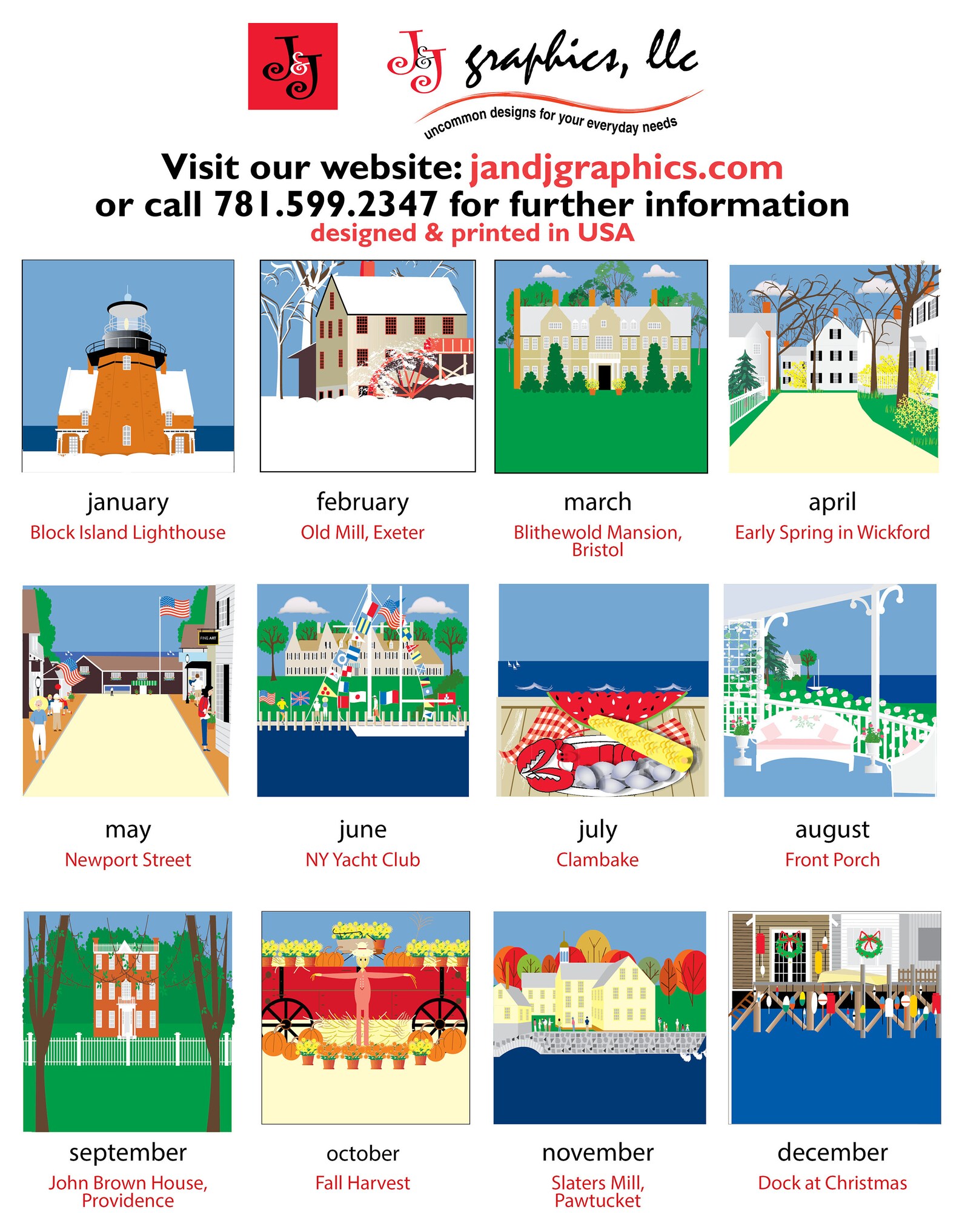 2021 Rhode Island Wall Calendar Etsy
