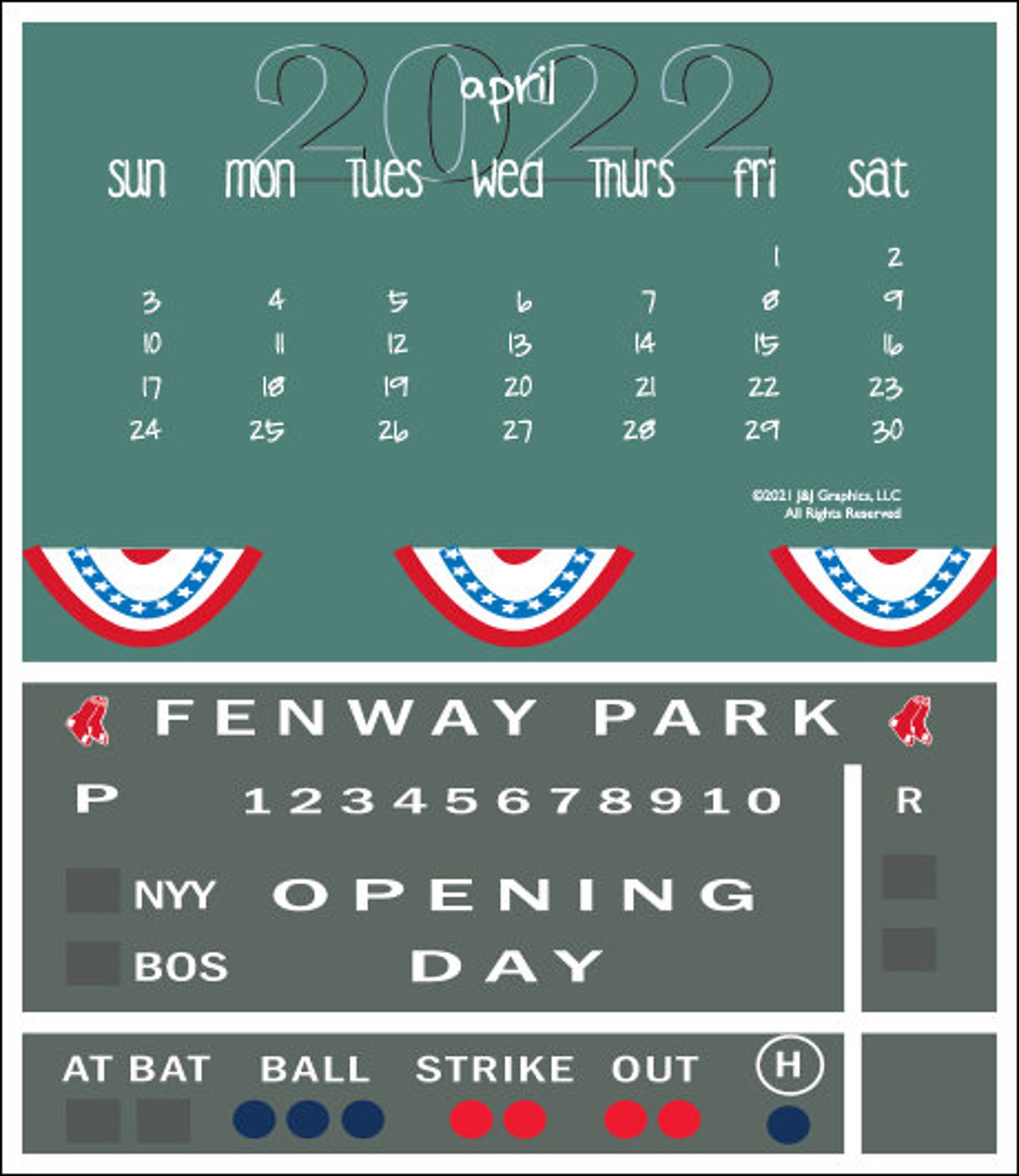 2022 Boston Sports Poster Calendar Etsy