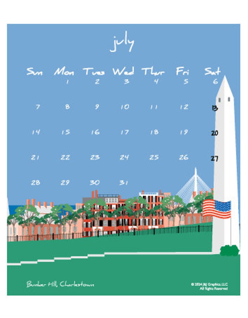 2024 Boston Wall Calendar Etsy
