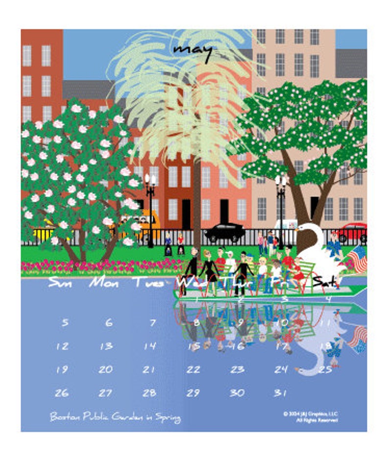 2024 Boston Wall Calendar Etsy