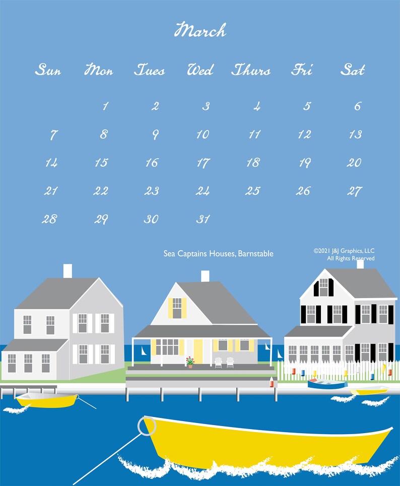 2021 Cape Cod Wall Calendar Etsy