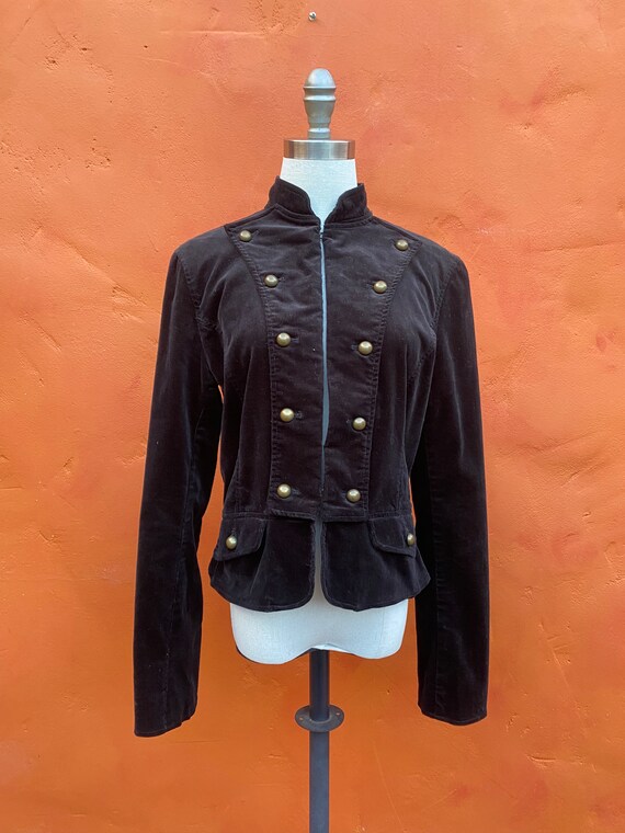 Vintage Black Velvet Military Blazer  * Steampunk… - image 5