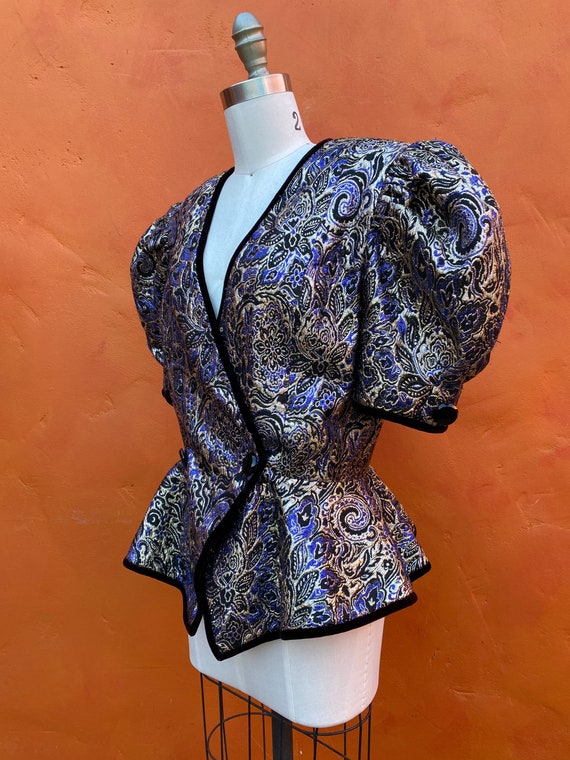 Vintage 1980s Black Gold Edwardian style Jacket C… - image 2