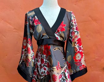 Koszula kimonowa w stylu vintage z lat 90. XX wieku w stylu Y2K * Whimsigoth Romantyczny gotycki Mroczny boho