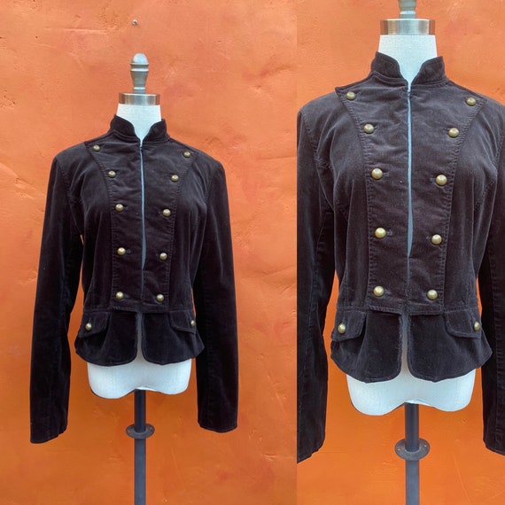 Vintage Black Velvet Military Blazer  * Steampunk… - image 1