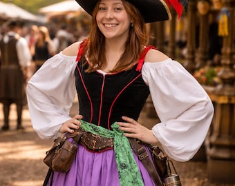 Vintage Medieval Dress Renaissance Dress * Pirate Dress Renaissance Faire Medieval Dress Fantasy Larp SCA Ren Faire Corset * Med Size 8 10